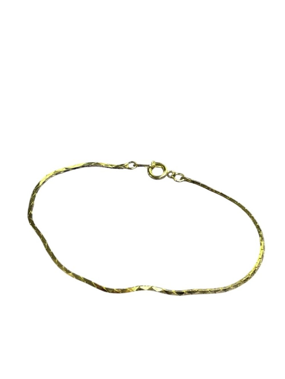 Vtg Goldtone Cobra Chain Bracelet Spring Ring Clasp Dainty Minimalist 7.25 inch